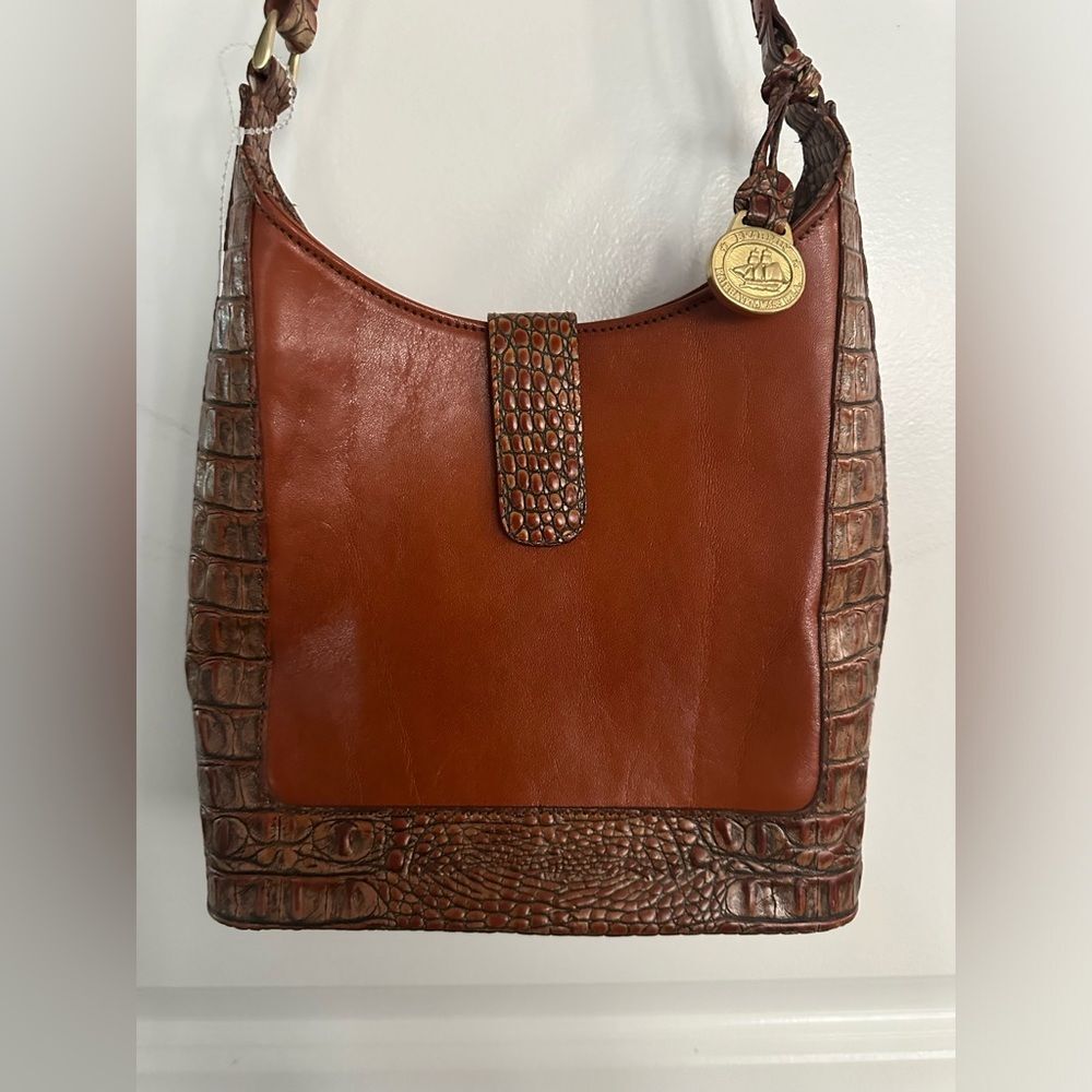 NWOT Brahmin Pecan Embossed Leather Shoulder Brown Women's Bag - Picture 3 of 15